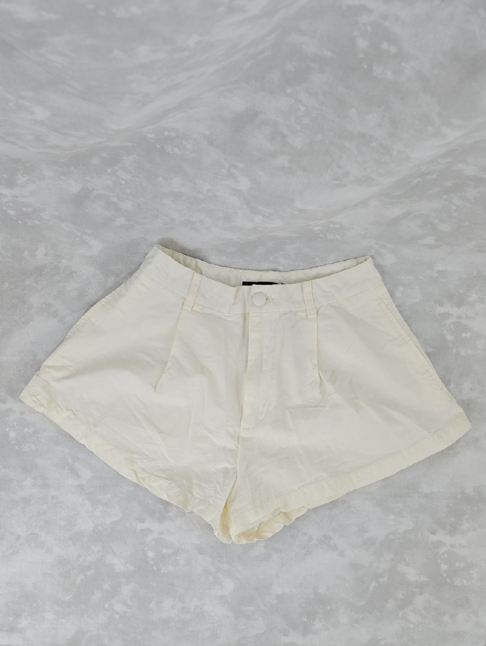 Forever 21 Cream High-Waist Pleated Shorts